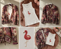 Sommer-Jacke Flamingo | Blumenprint | Bordo