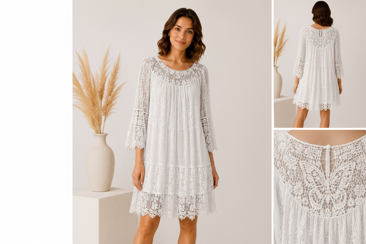 Spitzen-Kleid in Weiß
