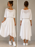 Zweiteiler | Netz-Top & Fließendes Midi-Kleid | One Size