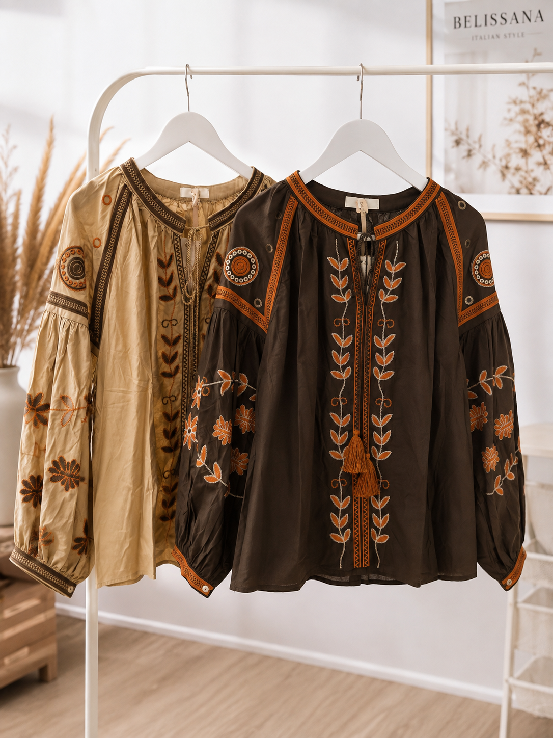 Boho Bluse mit Stickerei | One Size