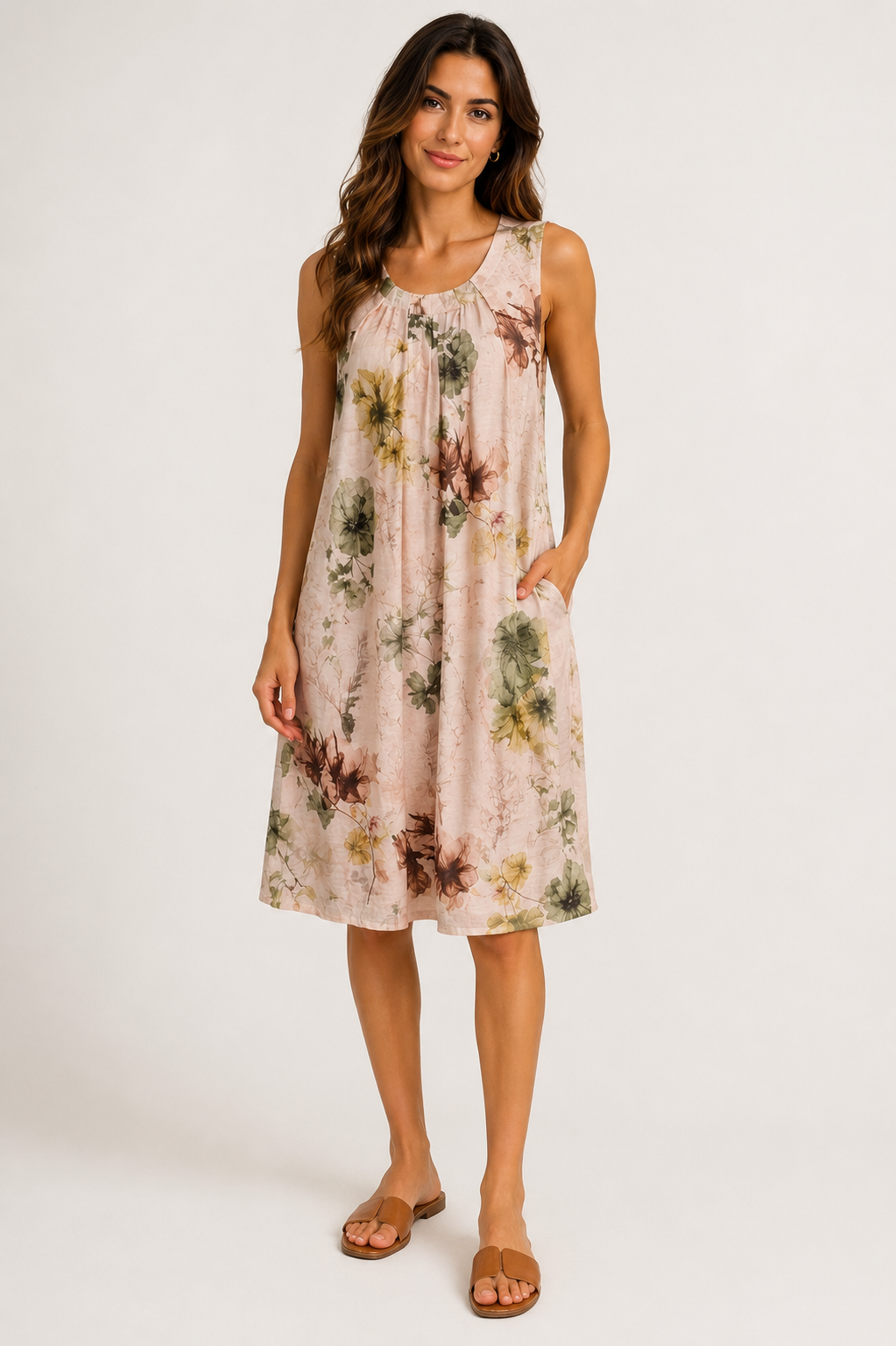 Blumen-Sommerkleid mit Raffung