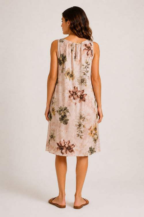 Blumen-Sommerkleid mit Raffung