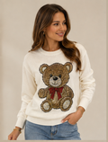 Teddy-Bär Strickpullover mit Pailletten