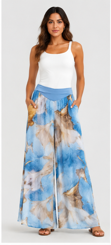 Weite Palazzo-Hose mit floralem Print
