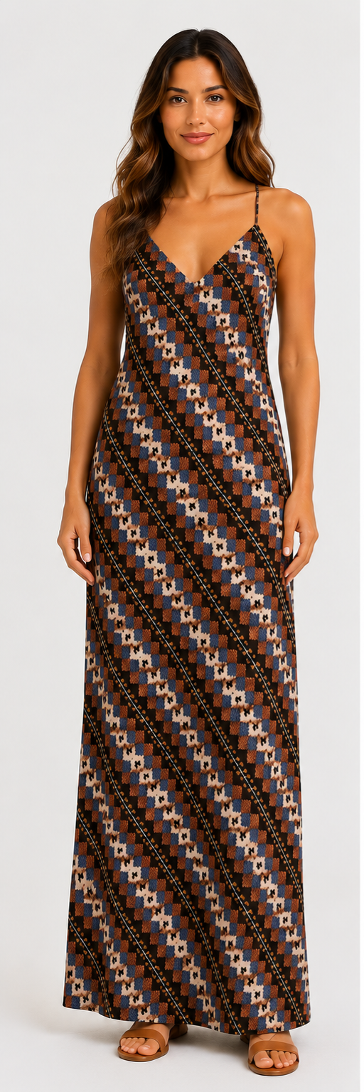 Boho Maxi-Kleid mit offenem Rücken und Quaste, Rückansicht