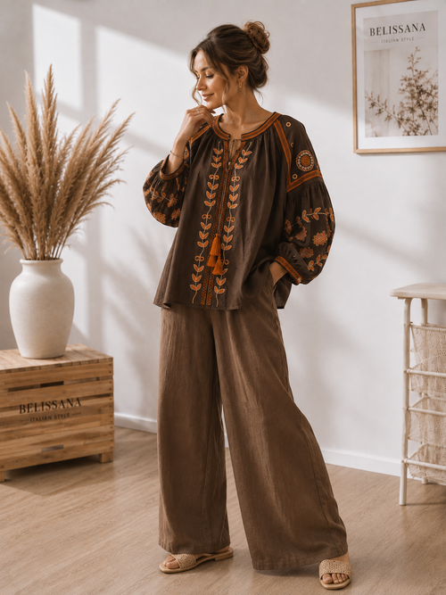 Boho Bluse mit Stickerei | One Size